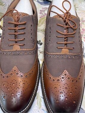 Covington Two-Tone Brown and Taupe Wingtip Oxfords